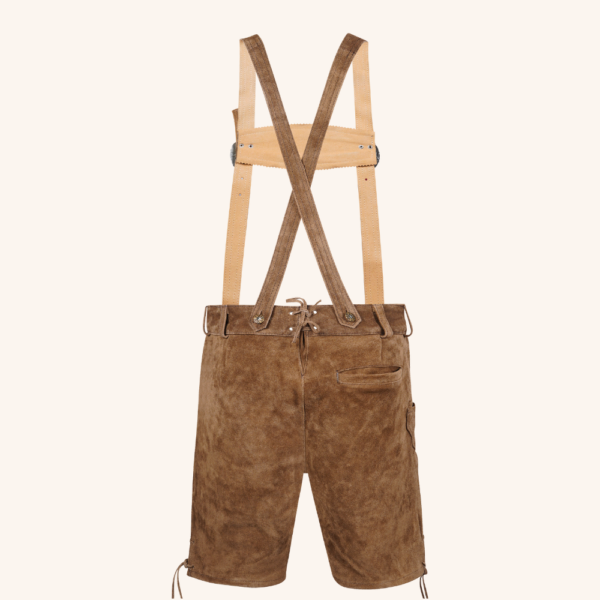 Knielange Lederhose für Herren – Hellbraune Kniebundhose