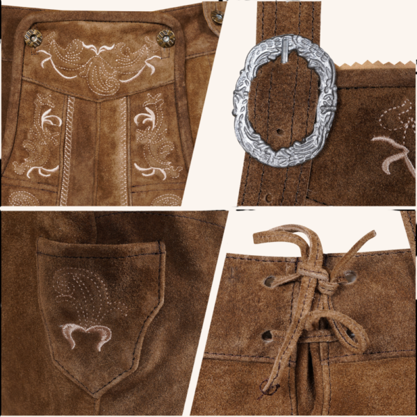 Knielange Lederhose für Herren – Hellbraune Kniebundhose